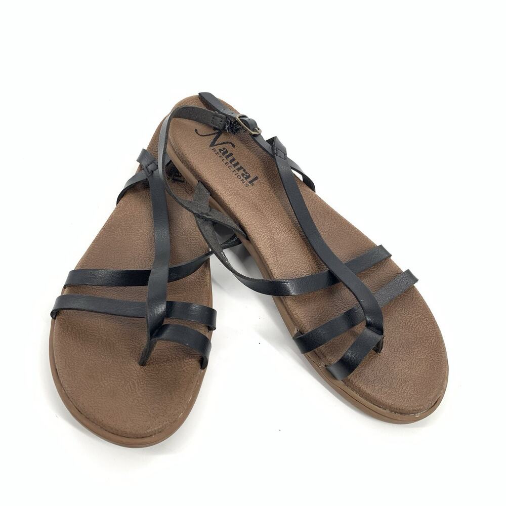 Natural Reflections Addy Back Strap Sandals Size 11 Womens Black Summer Strappy